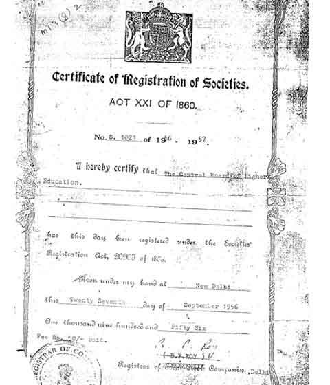 Certificate of Registration of Society